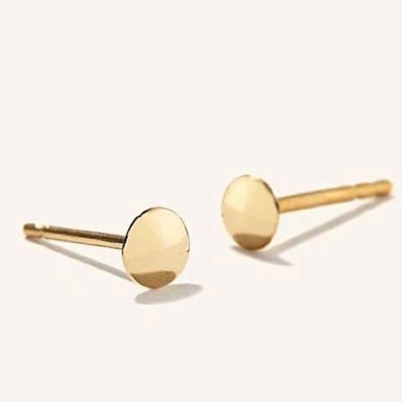 Anthropologie Jewelry - Gold Round Circle Stud Earrings